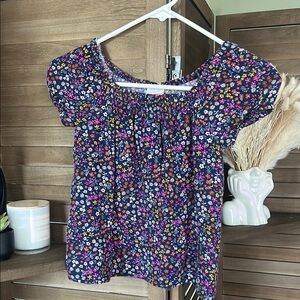 Jumping Beans Blue and Pink Floral Peasant Blouse